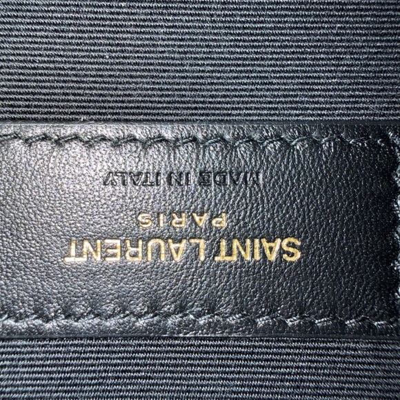 Authentic Saint Laurent Black Quilted Leather Clutch with Gold YSL Logo - Picture 9 of 16